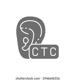 Cross The Counter Hearing Aid, CTC gray icon.