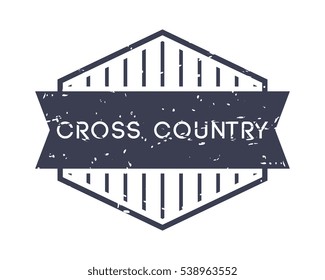 cross country badge, vector logo, sport label, grunge stamp, vintage style