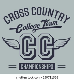 Cross country championships college team, t-shirt typographic design