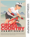 cross country cycling event poster. vintage style poster vector illustration