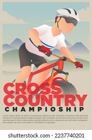 afiche del evento ciclista de campo cruzado. ilustración vectorial de afiches de estilo vintage