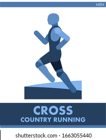 Cross Country Running Pictogram. Man Competes In Run. Icon Of Sportsman Track And Field. Men Or Boys Athletics. Run. International Male Summer Sports. Symbolic Image Is One Of A Series.  Vector