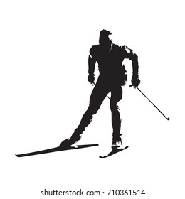 Cross Country Skiing, Abstract Vector Skier Silhouette