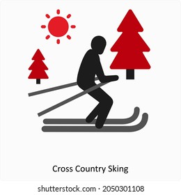 Cross  Country Skiing Icon Concept