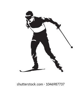 Cross Country Skiing, Individual Winter Sport. Skier Abstract Vector Silhouette