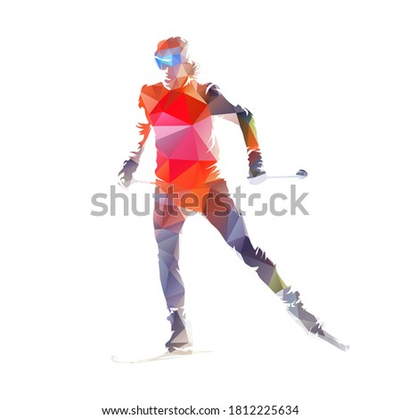 Similar – Image, Stock Photo Young adult cross-country skier aged 20-25 making his own track in deep snow in the wilderness during morning sunny weather in Beskydy mountains, Czech Republic