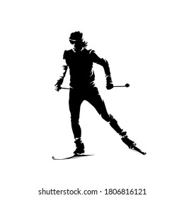 Cross Country Skiing, Isolated Vector Skier Silhouette