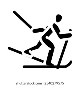 cross country skiing winter sport glyph icon vector. cross country skiing winter sport sign. isolated symbol illustration