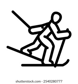 cross country skiing winter sport line icon vector. cross country skiing winter sport sign. isolated contour symbol black illustration