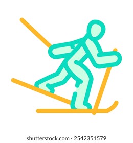 cross country skiing winter sport color icon vector. cross country skiing winter sport sign. isolated symbol illustration