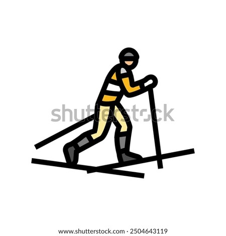 cross country skiing winter sport color icon vector. cross country skiing winter sport sign. isolated symbol illustration