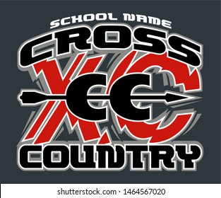 cross country team design with arrow for school, college or league