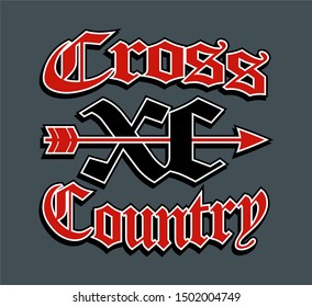 cross country team design with arrow and xc for school, college or league