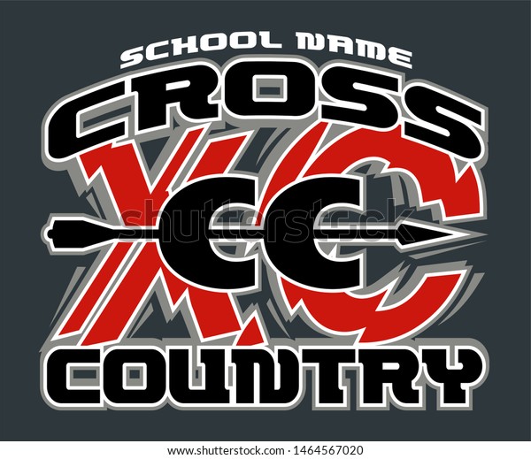 cross country team design with arrow for school,\
college or league