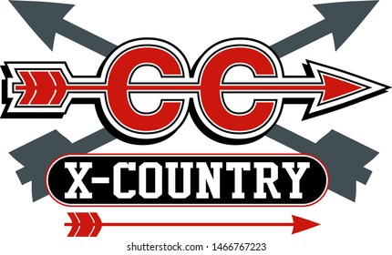 cross country team logo with arrows for school, college or league