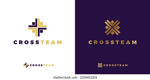 Cross, crossroad, teams, direction, meet, symbol for logo design