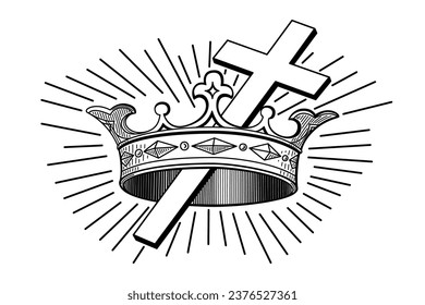 Cross and Crown, a Christian symbol. The crown stands for reward in heaven, coming after the trials in this life, symbolized by a Latin cross. In Freemasonry its the Degree of Knight of the Temple.