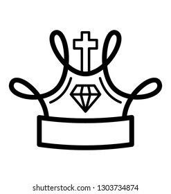 Cross crown line icon 