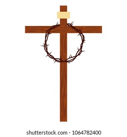 Wooden cross crown of thorns Stock Vectors, Images & Vector Art ...