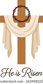 Cross with Crown of Thorns and Easter Cloth Illustration