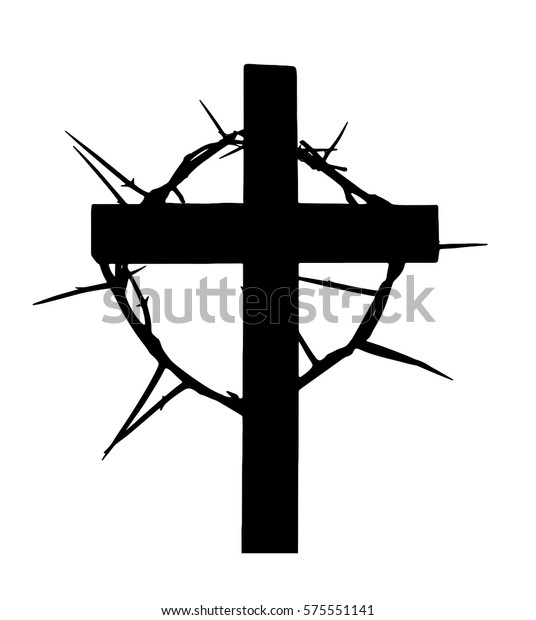 Cross Crown Thorns Isolated On White Stock Vector (Royalty Free) 575551141