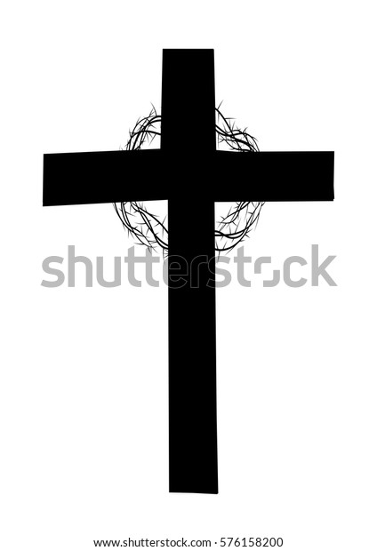 Download Cross Crown Thorns Isolated On White Stock Vector (Royalty ...