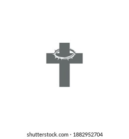 Cross and Crown of Thorns logo or icon design