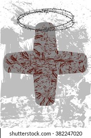 The cross with a crown of thorns as a symbol for the easter passion