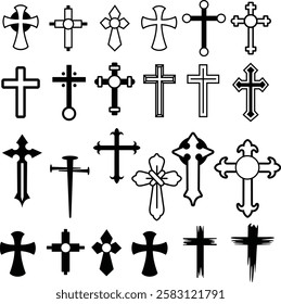 Cross Crucifixion Icons Set Bundle
