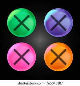 Cross crystal ball design icon in green - blue - pink and orange.
