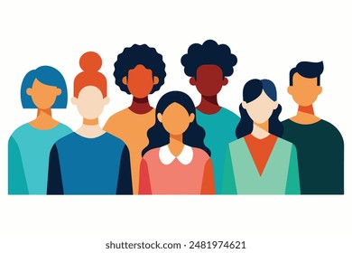 cross cultural, racial equality, multi ethical, diversity people. woman and man power, empowerment, tolerance, discrimination. wide background of human profile silhouette