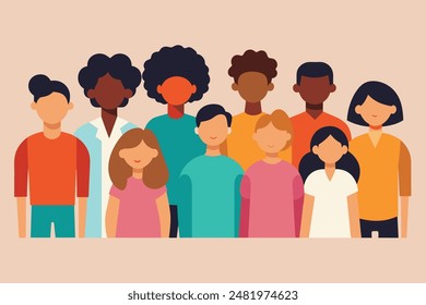 cross cultural, racial equality, multi ethical, diversity people. woman and man power, empowerment, tolerance, discrimination. wide background of human profile silhouette