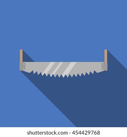 Cross cut saw with long shadow. Vector illustration
