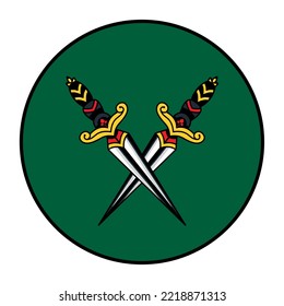Cruzar dagas. Dagas de la vieja escuela. Vector libre de diseño de tatuajes