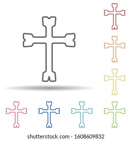 cross, day of the dead, mexico multi color style icon. Simple thin line, outline vector of day of the dead icons for ui and ux, website or mobile application