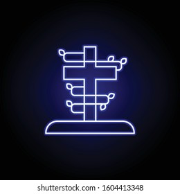 cross, death, grave outline blue neon icon. detailed set of death illustrations icons. can be used for web, logo, mobile app, UI, UX