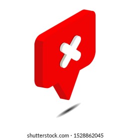 Cross, decline, false, reject icon isolated on white background. 3d isometric vector. Social media like vector icon. Web Design Graphic. Notification Icon.

