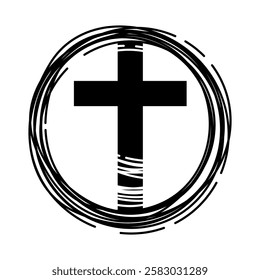 Cross. Design for Easter, baptism, christening, cards, paper, invitations, scrapbooking, textiles, wrapping. Christian cross. Funeral cross