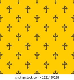 Cross with diamonds pattern seamless vector repeat geometric yellow for any design