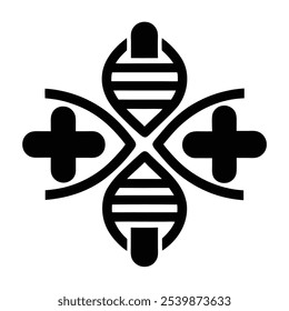 Cross DNA Strand Logo - Medical Research and Innovation Symbol