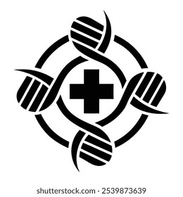 Cross DNA Strand Logo - Medical Research and Innovation Symbol