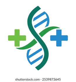 Cross DNA Strand Logo - Medical Research and Innovation Symbol