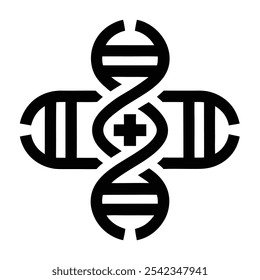 Cross DNA Strand Logo - Medical Research and Innovation Symbol