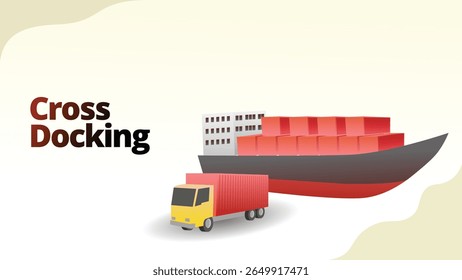 conceito de cross docking. O processo de mover mercadorias diretamente de um veículo de entrada para um veículo de saída sem armazenamento. gerenciamento da cadeia de suprimentos ilustração vetorial