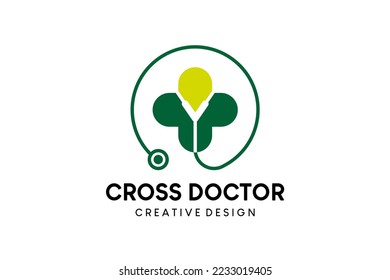 Cross doctor logo design, medical cross icon vector illustration