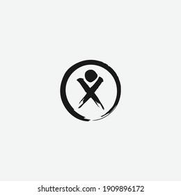 Cross doodle logo design vector, streetwear brand symbol, apparel label sign