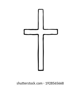 Cross doodle logo icon sign Hand drawn ink sketch symbol emblem Abstract religious design Cartoon style Fashion print clothes apparel greeting invitation card cover flyer memorial poster game banner