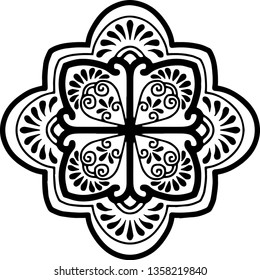 Cross doodle sketch black and white