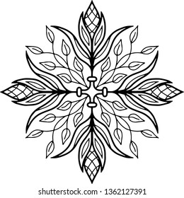 Cross doodle sketch black and white
