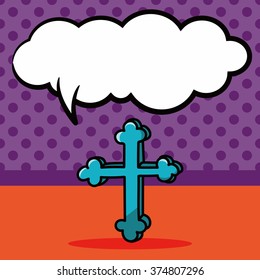 Cross doodle, speech bubble